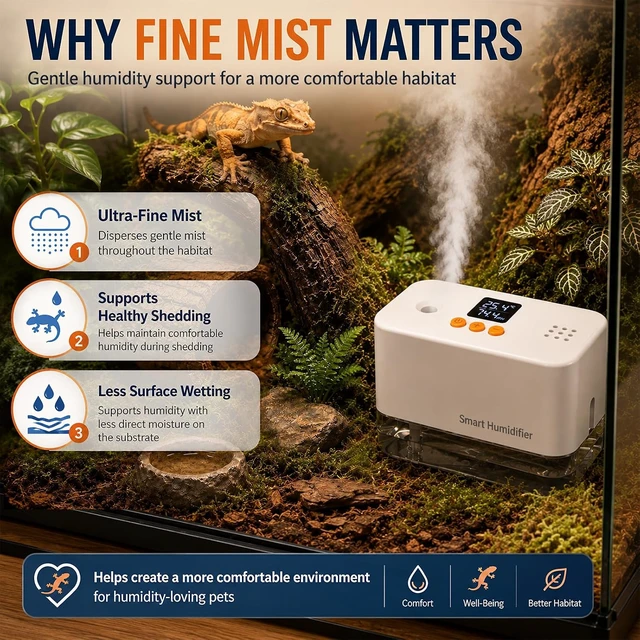 Alt view image 3 of 6 - Smart Reptile Terrarium Humidifier with Automatic Humidity Sensor for Chameleon, Gecko & Snake