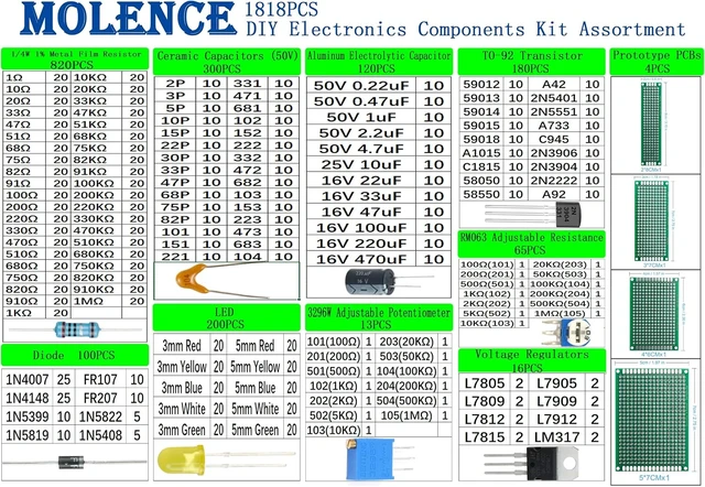 Alt view image 2 of 6 - 1818-Piece DIY Electronics Components Assortment Kit