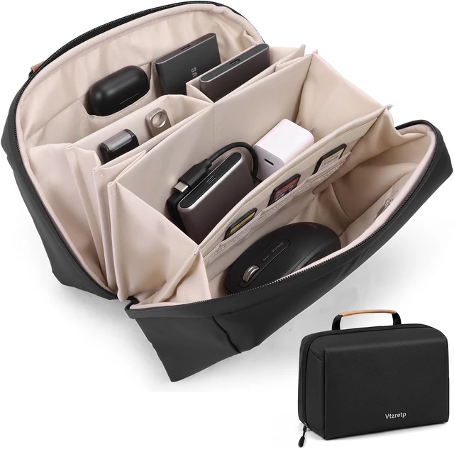 Main image of Water-Resistant Electronics Travel Organizer Case with Elastic Bands for Cables, SD Cards & Accessories, Black