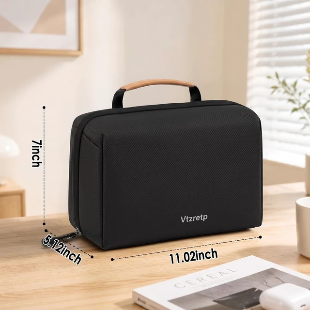 Alt view image 2 of 7 - Water-Resistant Electronics Travel Organizer Case with Elastic Bands for Cables, SD Cards & Accessories, Black