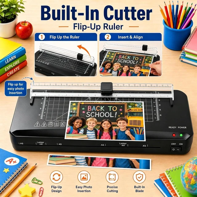 Alt view image 4 of 7 - A3 Laminator Machine with Built-in Trimmer