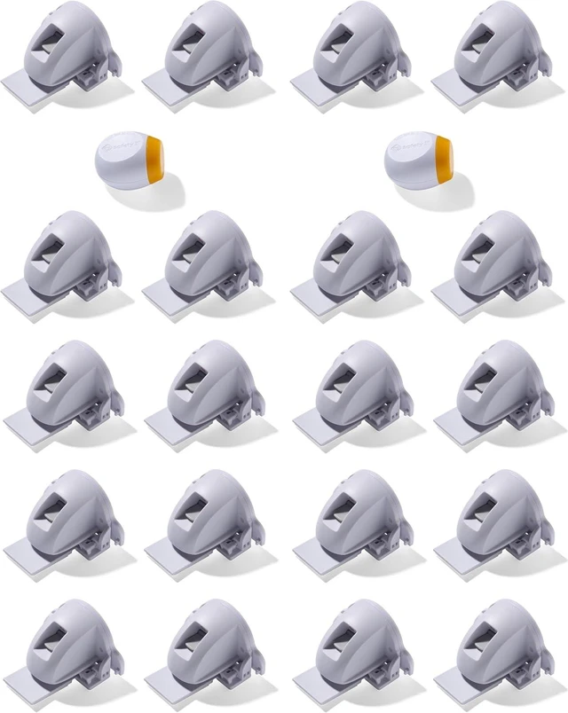 Main image of Adhesive Magnetic Cabinet Locks, 20 Child Locks with 2 Keys, White