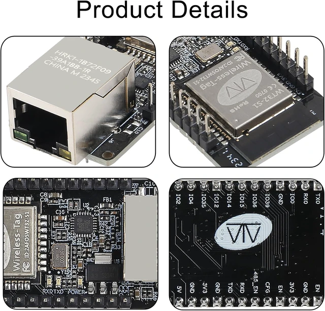 Alt view image 3 of 7 - 5-Pack WT32-ETH01 ESP32 Module, Ethernet, WiFi & Bluetooth Development Board