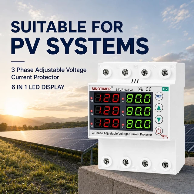 Alt view image 4 of 7 - 3-Phase Voltage & Current Protector, 110/220VAC, 80A, Over/Under Voltage & Overcurrent, DIN Rail