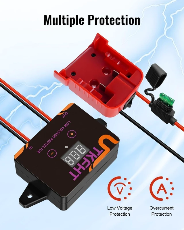 Alt view image 4 of 7 - Power Wheel Adapter Kit for Milwaukee 18V Battery with Low Voltage Protector