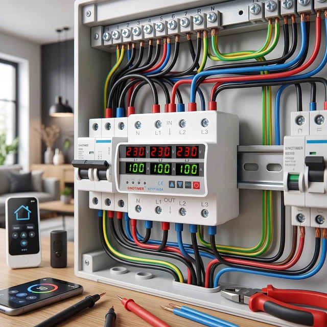 Alt view image 2 of 7 - 3-Phase Voltage Protector, 100A Self-Resetting, Quick Response, DIN Rail Mount
