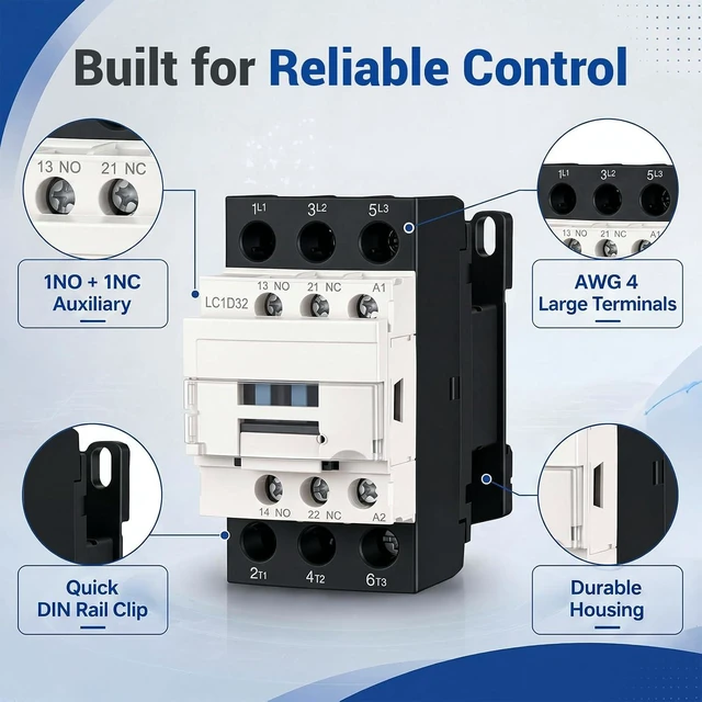 Alt view image 3 of 6 - 2-Pack 3-Pole Contactor Mounting Base for DIN Rail
