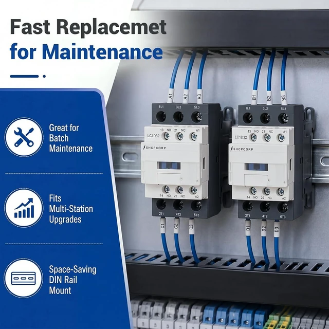 Alt view image 6 of 6 - 2-Pack 3-Pole Contactor Mounting Base for DIN Rail