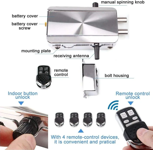 Alt view image 3 of 7 - Smart Wireless Electronic Deadbolt Lock with 4 Remote Controls, Keyless Home Security
