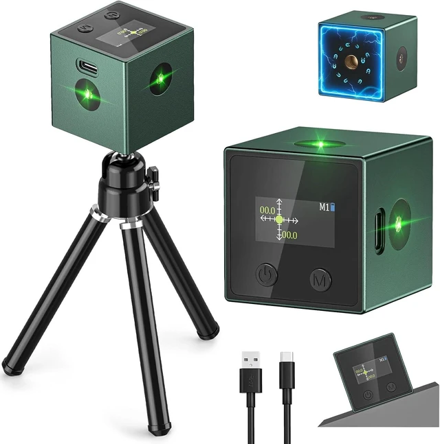 Main image of 5-in-1 Digital Laser Level with Angle Finder, Green/Red Laser, Tripod & Magnetic Base, USB-C