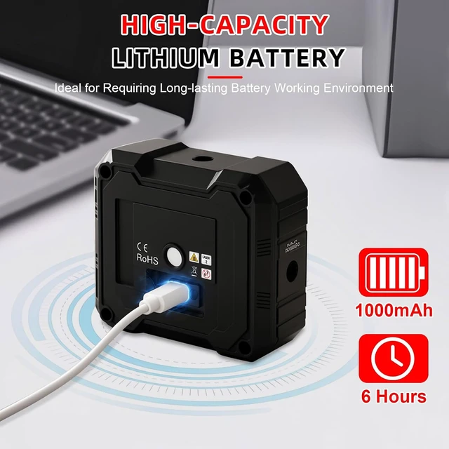 Alt view image 3 of 7 - Digital Level with 3-Laser Angle Gauge, Magnetic Inclinometer, 1000mAh