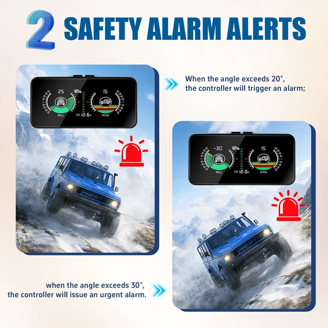 Alt view image 3 of 6 - X50 Off-Road Car Inclinometer, Digital Dashboard Slope Meter for SUV