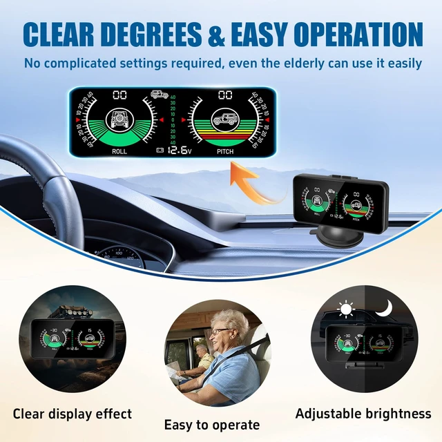 Alt view image 5 of 6 - X50 Off-Road Car Inclinometer, Digital Dashboard Slope Meter for SUV