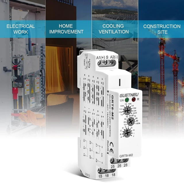 Alt view image 6 of 6 - 12V-240V Timer Relay, Off Delay Trigger with 10 Functions, DIN Rail Mount