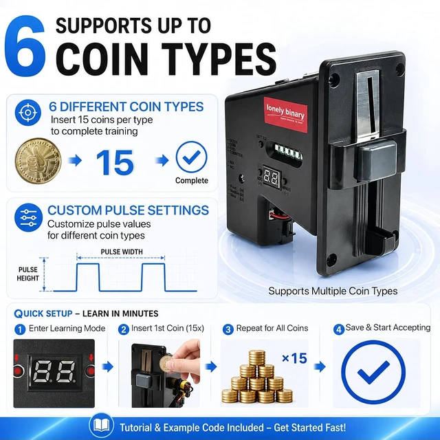 Alt view image 5 of 7 - Arcade Coin Acceptor Module Kit for ESP32-S3, USB-C Powered