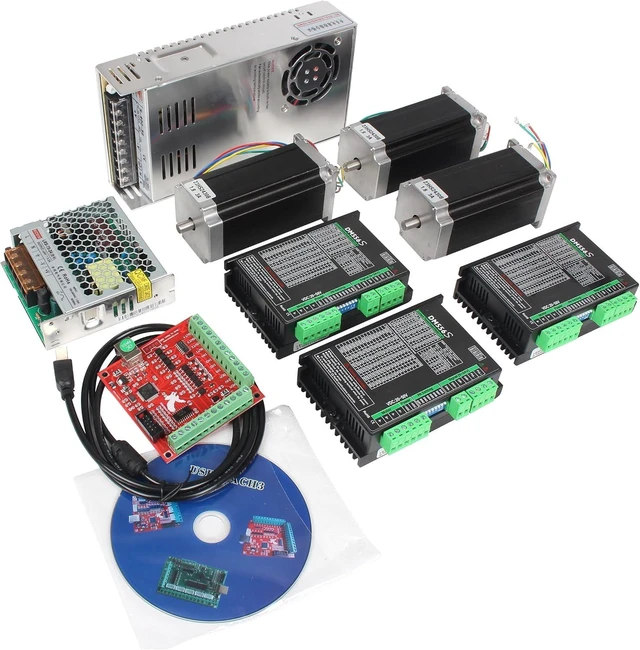 Main image of 3-Axis Nema 23 Stepper Motor Driver Kit, USB Mach3 CNC Controller, 2.8Nm