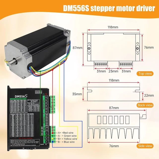 Alt view image 4 of 7 - 3-Axis Nema 23 Stepper Motor Driver Kit, USB Mach3 CNC Controller, 2.8Nm