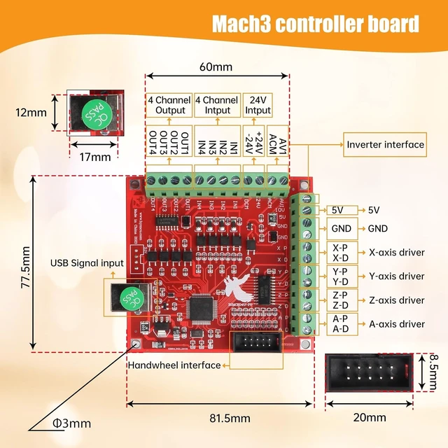 Alt view image 6 of 7 - 3-Axis Nema 23 Stepper Motor Driver Kit, USB Mach3 CNC Controller, 2.8Nm