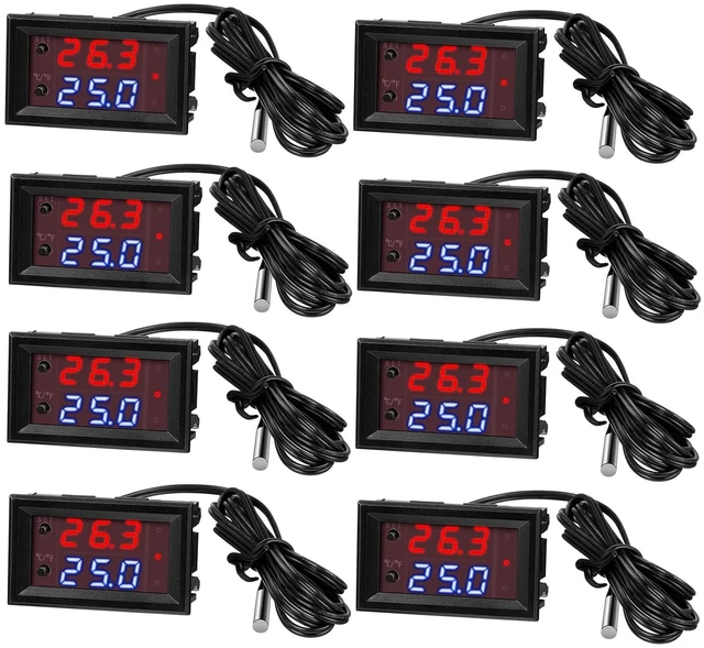 Main image of 8-Pack 12V Temperature Controller Thermostat with Dual LED Display