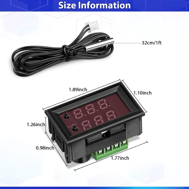 Alt view image 5 of 7 - 8-Pack 12V Temperature Controller Thermostat with Dual LED Display