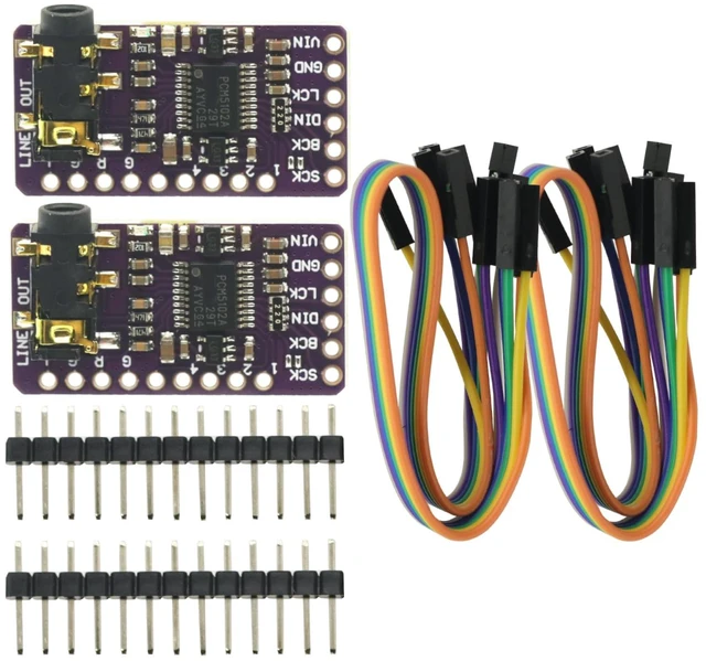 Main image of 2-Pack PCM5102 I2S DAC Decoder Board, Stereo Digital to Analog Audio for Raspberry Pi