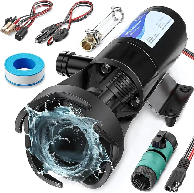 Main image of 12V RV Macerator Pump, 12GPM Self-Priming Waste Water Pump with 3" Port for RV, Marine & Home Drainage