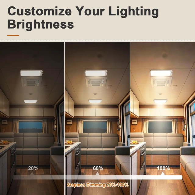 Alt view image 3 of 7 - 8-Pack 12V RV Interior Lights, 3-Color Dimmable with Remote