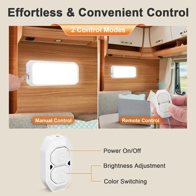 Alt view image 6 of 7 - 8-Pack 12V RV Interior Lights, 3-Color Dimmable with Remote
