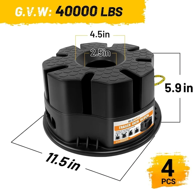 Alt view image 2 of 7 - 4-Pack 6" RV Trailer Jack Blocks with Bag, Camper Stabilizer for Tongue Jack & 5th Wheel