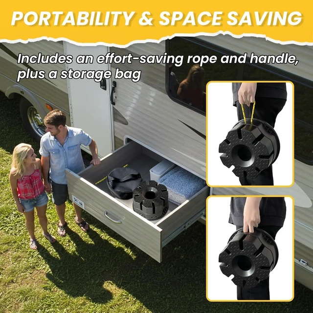 Alt view image 5 of 7 - 4-Pack 6" RV Trailer Jack Blocks with Bag, Camper Stabilizer for Tongue Jack & 5th Wheel