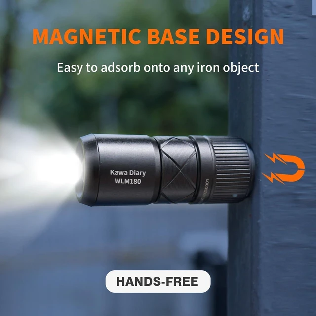 Alt view image 2 of 7 - WLM180 Zoomable EDC Keychain Flashlight, USB-C Rechargeable, 130 Lumen with Magnetic Base, IP54