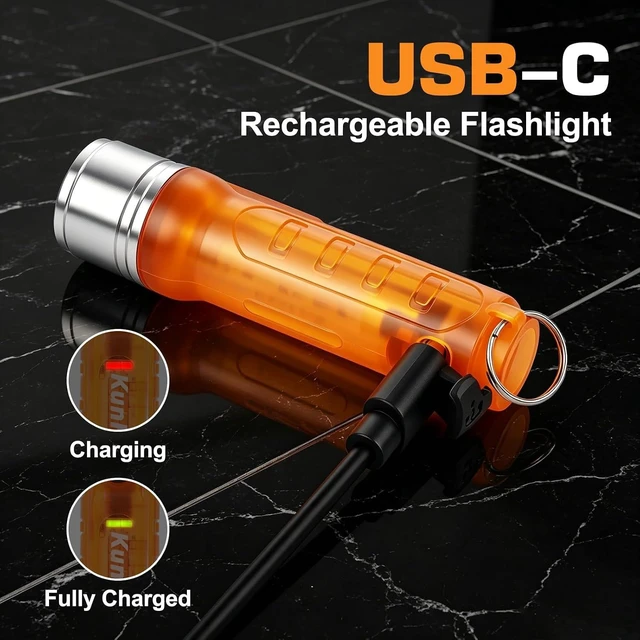 Alt view image 4 of 7 - 24-Pack 200LM USB-C Rechargeable Mini Keychain Flashlights, 3 Modes, Assorted Colors