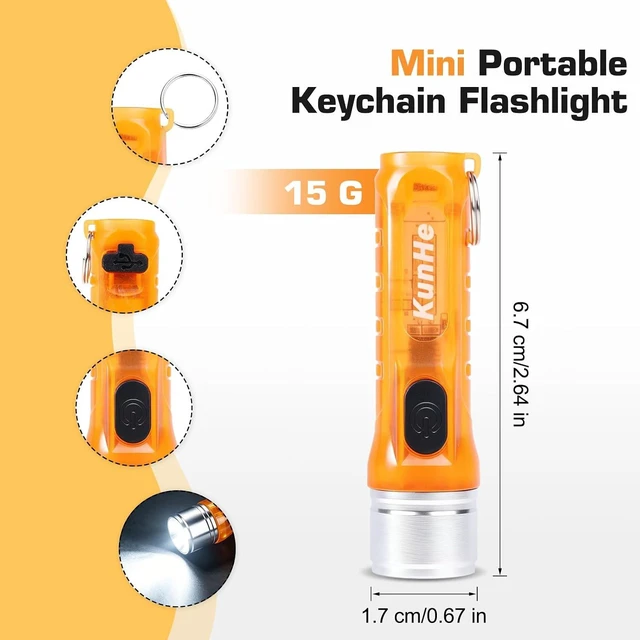 Alt view image 5 of 7 - 24-Pack 200LM USB-C Rechargeable Mini Keychain Flashlights, 3 Modes, Assorted Colors
