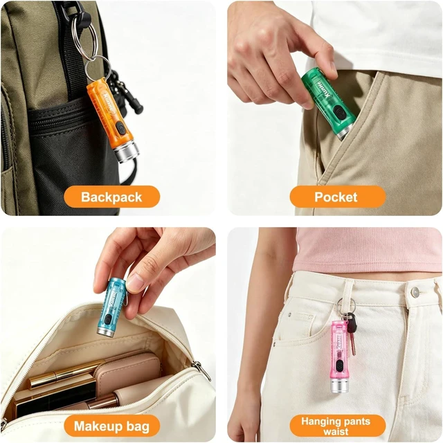 Alt view image 6 of 7 - 24-Pack 200LM USB-C Rechargeable Mini Keychain Flashlights, 3 Modes, Assorted Colors