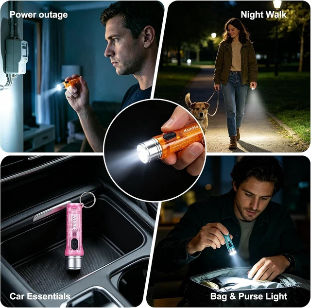 Alt view image 7 of 7 - 24-Pack 200LM USB-C Rechargeable Mini Keychain Flashlights, 3 Modes, Assorted Colors