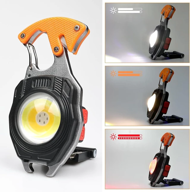 Alt view image 2 of 7 - 4-Pack Rechargeable COB Keychain Flashlight, 7 Modes, 1600 Lumen for EDC & Emergencies