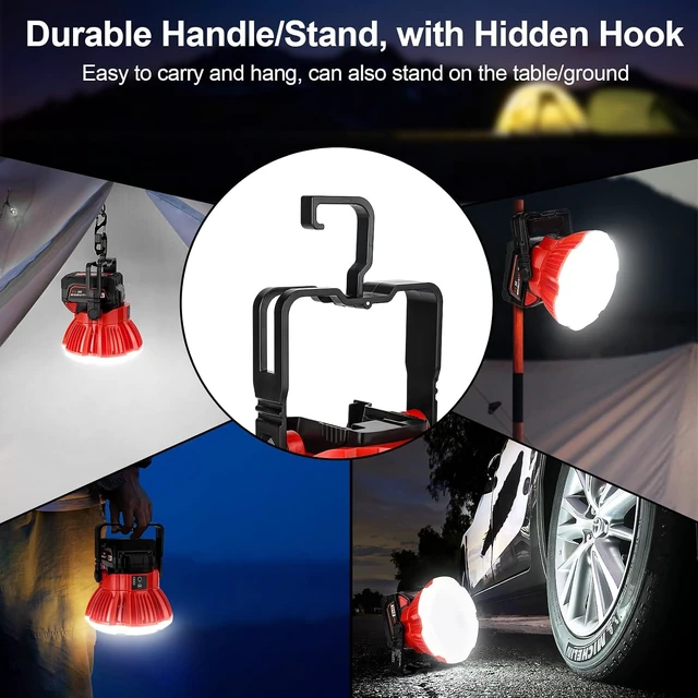 Alt view image 4 of 6 - 2400LM LED Camping Lantern, Compatible with Milwaukee M18 18V Battery, 3 Brightness, No Battery