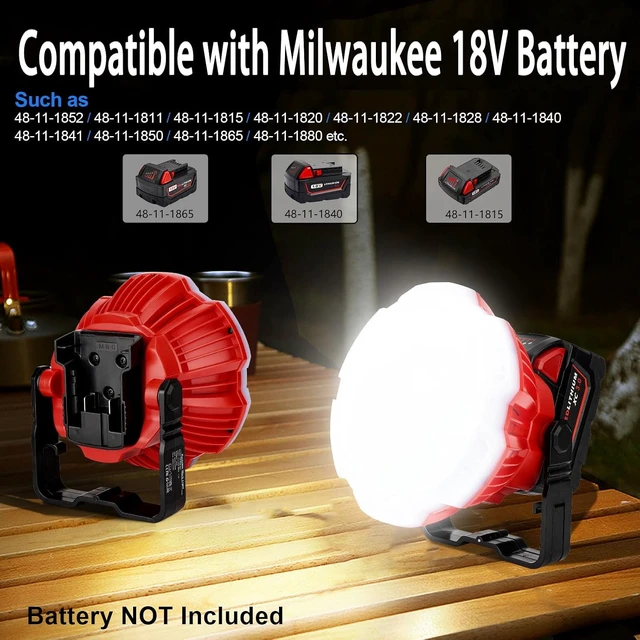 Alt view image 5 of 6 - 2400LM LED Camping Lantern, Compatible with Milwaukee M18 18V Battery, 3 Brightness, No Battery
