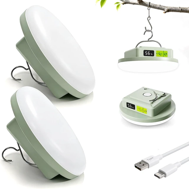 Main image of 2-Pack 4500LM Rechargeable Camping Lantern, 4 Modes Dimmable, 12000mAh Magnetic for Emergency