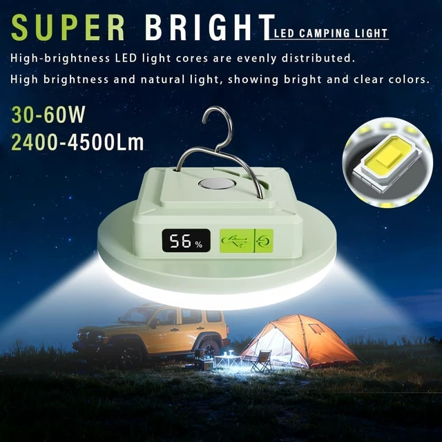 Alt view image 3 of 7 - 2-Pack 4500LM Rechargeable Camping Lantern, 4 Modes Dimmable, 12000mAh Magnetic for Emergency