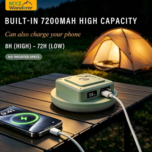 Alt view image 5 of 7 - 2-Pack 4500LM Rechargeable Camping Lantern, 4 Modes Dimmable, 12000mAh Magnetic for Emergency