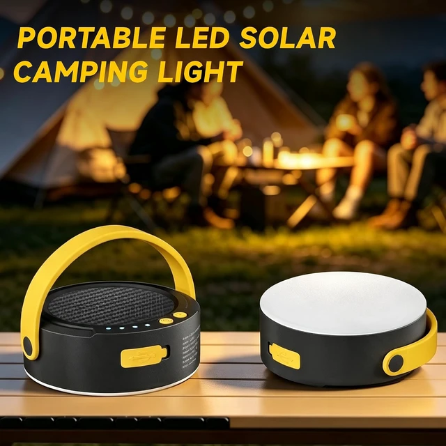 Alt view image 5 of 7 - 2-Pack Solar Camping Lantern with Type-C, IPX4 Waterproof, 300 Lumen, 4 Modes for Hiking & Emergency