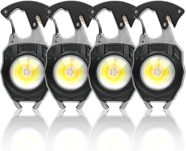 Main image of 4-Pack Rechargeable COB Keychain Flashlight, 7 Modes, High Lumen for EDC, Camping & Emergencies