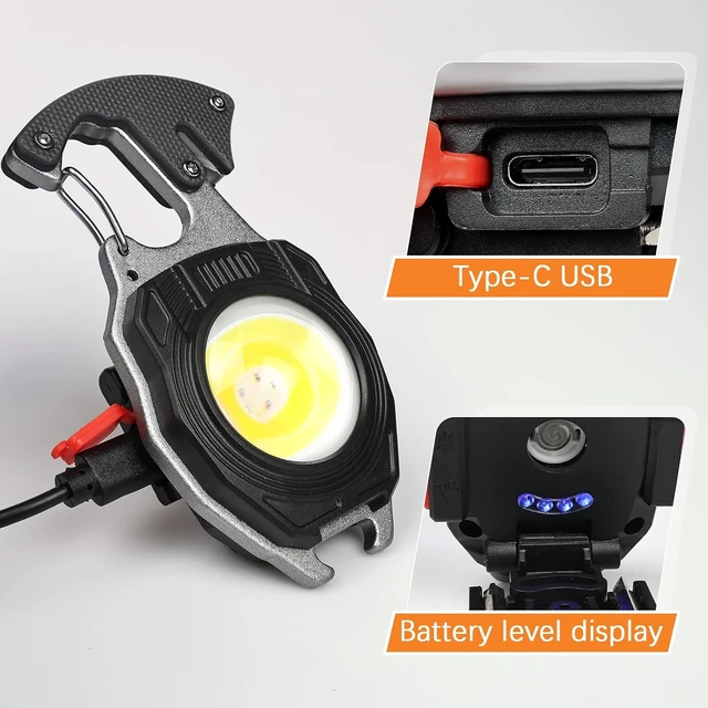 Alt view image 7 of 7 - 4-Pack Rechargeable COB Keychain Flashlight, 7 Modes, High Lumen for EDC, Camping & Emergencies