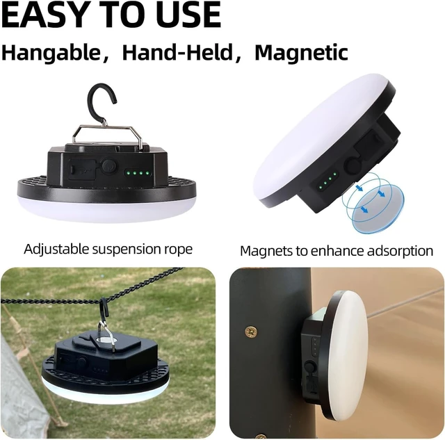 Alt view image 4 of 5 - Rechargeable Camping Hanging Tent Light, 3 Color Modes, IPX5 Waterproof for Outdoor & Hiking