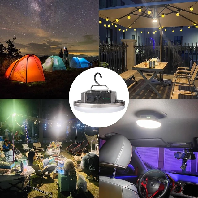 Alt view image 6 of 6 - 2-Pack 40W 5000LM Rechargeable Camping Hanging Tent Lights, 4 Lighting Modes