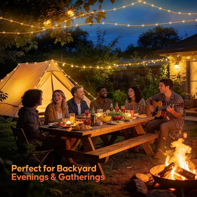 Alt view image 4 of 7 - 4-Pack 33ft Waterproof Camping String Lights, 50 LED 8 Modes, Anti-Trip Glow Guylines for RV & Hiking