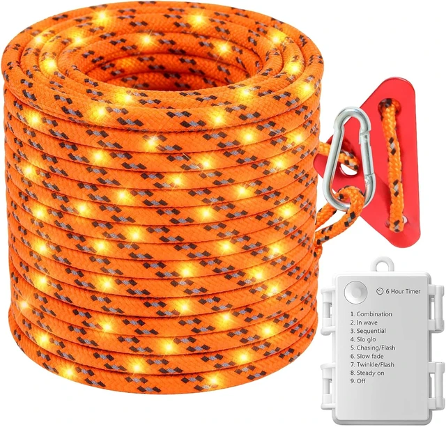 Alt view image 7 of 7 - 4-Pack 33ft Waterproof Camping String Lights, 50 LED 8 Modes, Anti-Trip Glow Guylines for RV & Hiking