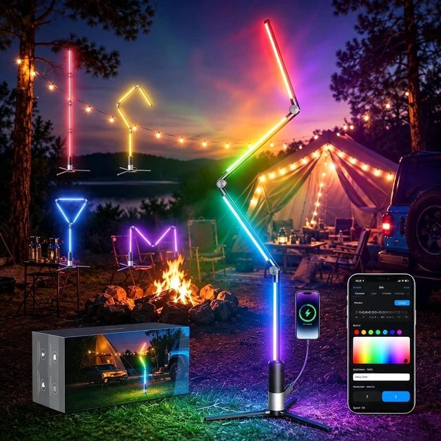 Main image of Smart Rechargeable RGB Camping Light, 53" Foldable Ambient
