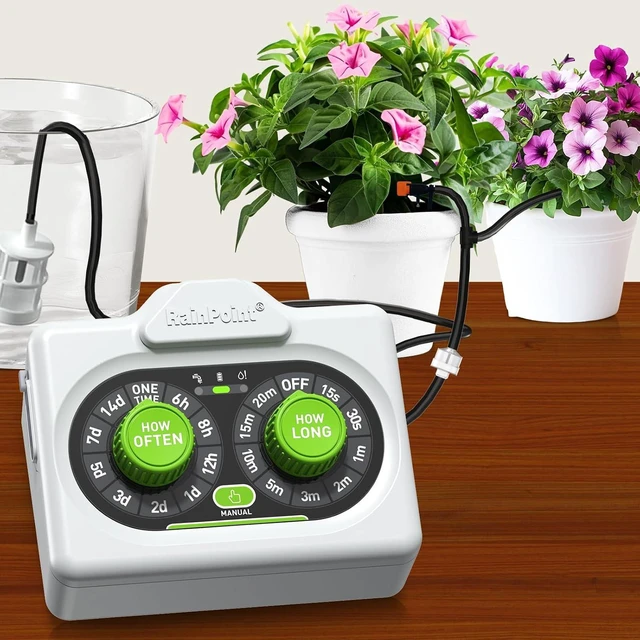 Main image of Automatic Plant Waterer, IP54 Waterproof Drip Irrigation Kit, Battery Powered, Waters 10-15 Plants